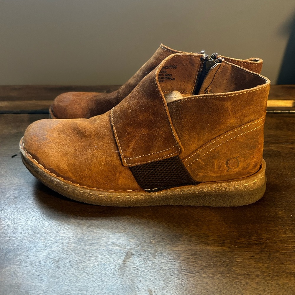 Brown Born Booties with side zip